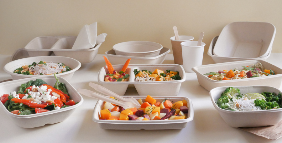 Boîte pour plats chauds jetable biodégradable à emporter compostable