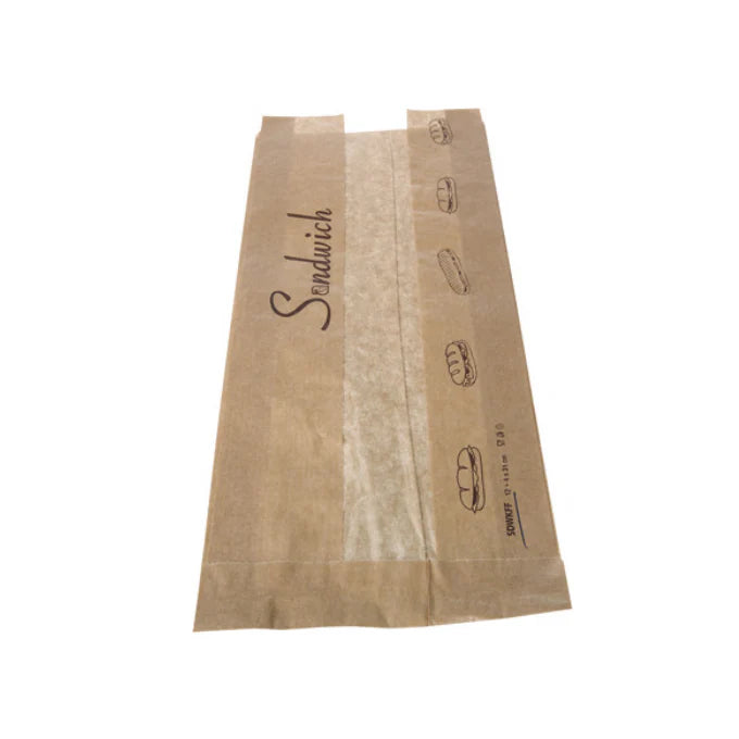 Photo du produit 21SACK2 - Sac sandwich kraft brun avec fenêtre - Dinovia