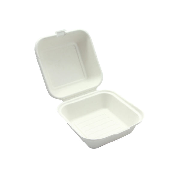 Boite burger blanche en canne à sucre 1 compartiment - 800 ml