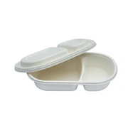 Photo du produit 5364-200 - Barquette en pulpe 2 compartiments avec couvercles - 500 ml - Dinovia