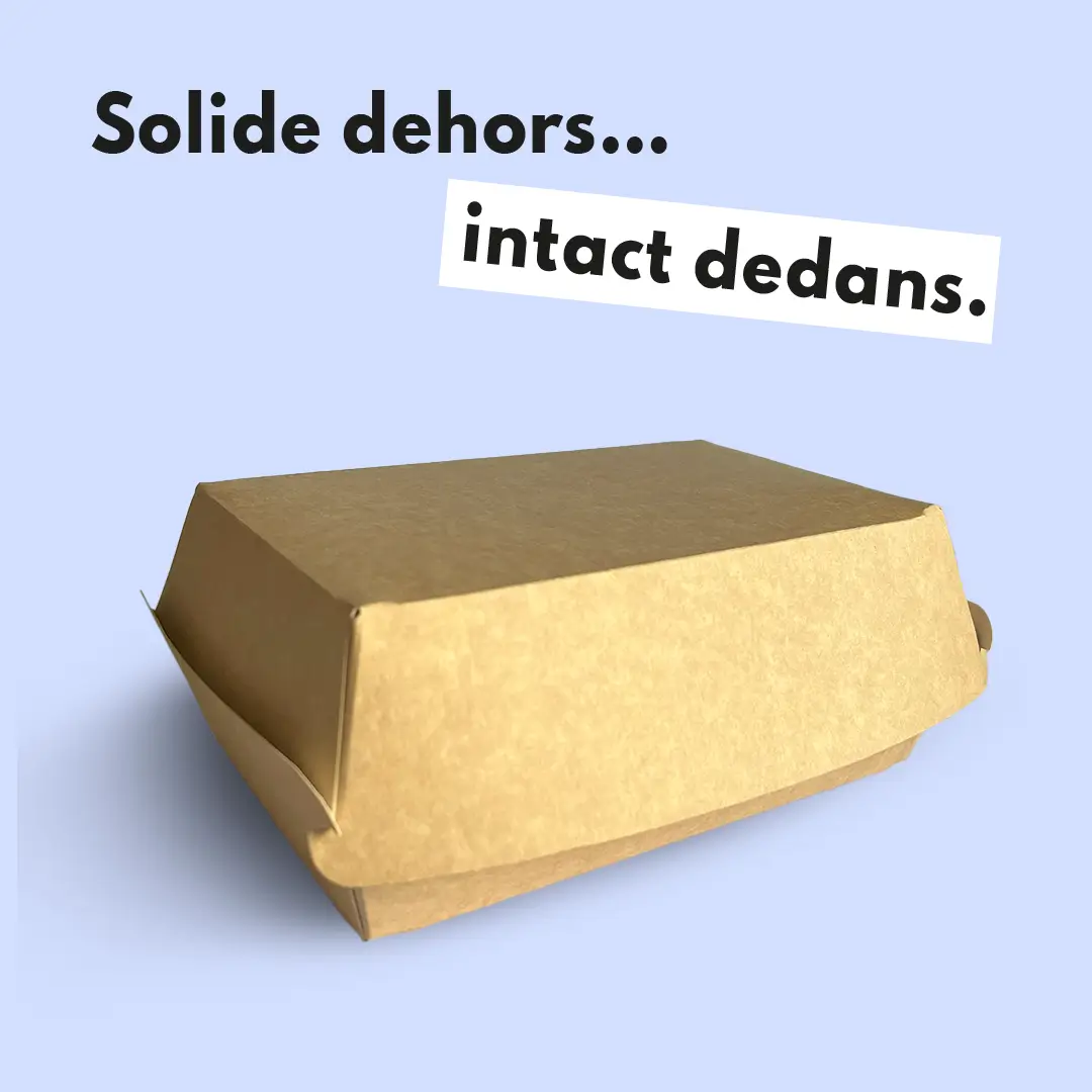 Photo du produit BurgerGameEss-L - Boîte burger kraft taille L - 155x100x70 mm - Dinovia