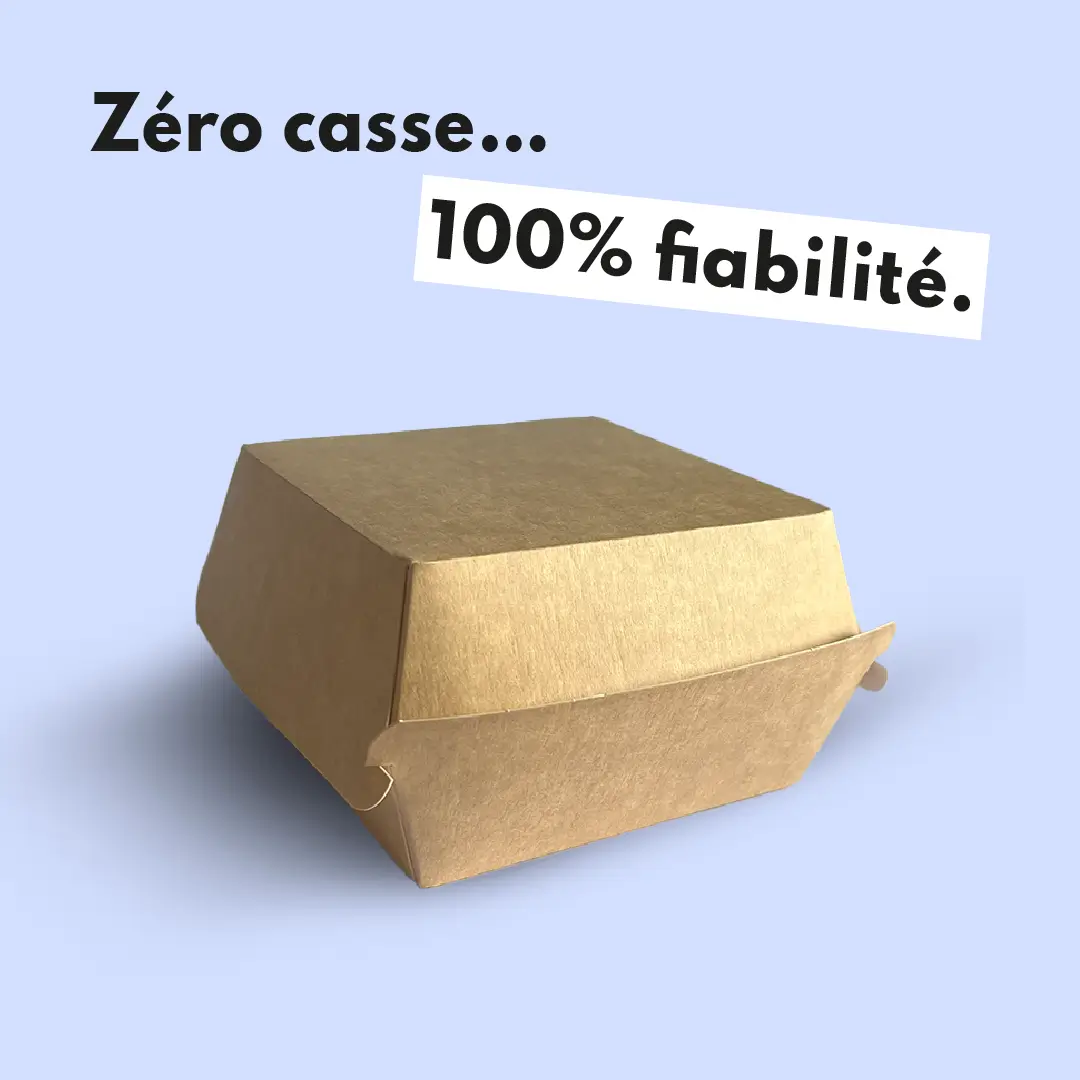 Photo du produit BurgerGameEss-M - Boîte burger kraft taille M - 120x120x70 mm - Dinovia