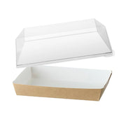 Barquette carton CUBIK NATURAL et son couvercle en rpet - 180x130 mm