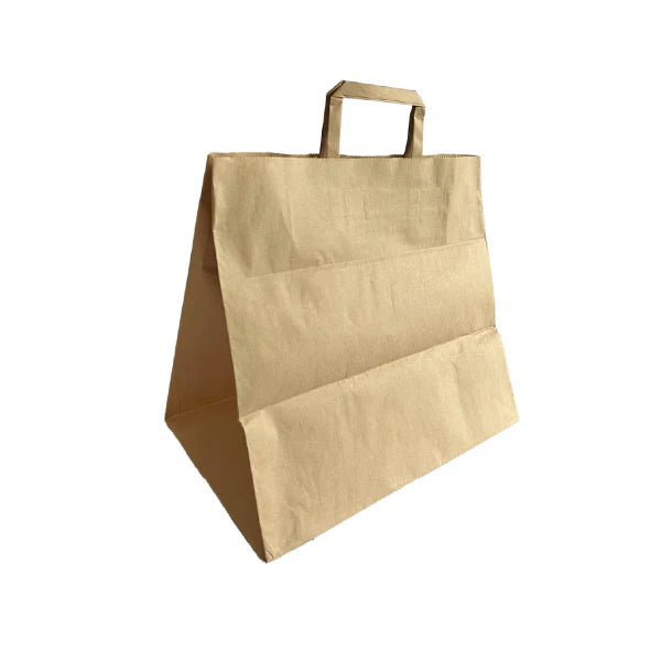 Photo du produit SACGAMES-L - Sac en papier kraft avec poignées plates L - 320x210x300 mm - Dinovia