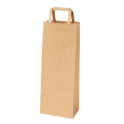 Photo du produit SAKRBOUT - Sac bouteille poignées plates kraft brun - 140x90x360 mm - Dinovia