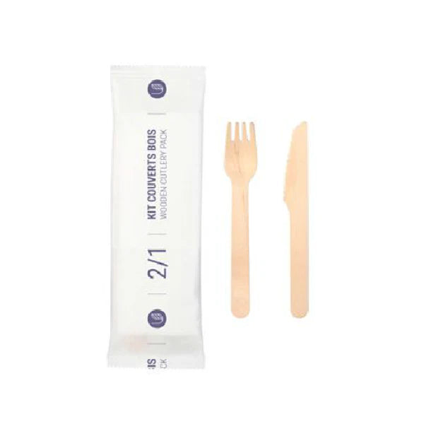 Photo du produit USEOK024F0 - Kit couverts bois 2/1 - C/F USEO - Dinovia