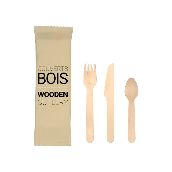 Photo du produit USEOK033F0 - Kit couverts bois 3/1 - C/F/PC USEO - Dinovia