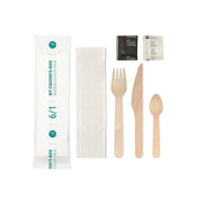 Photo du produit USEOK061F0 - Kit couverts bois 6/1 - C/F/CD/SL/PV/SV blanche USEO - Dinovia