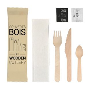 Kit couverts bois 6/1 C/F/CD/SL/PV/SV blanche