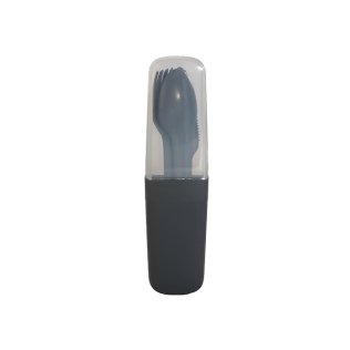 Kit de 3 couverts lavables pp gris dans leur étui x160