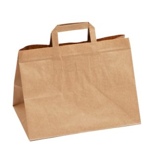 Sac papier kraft brun Taille L - poignées plates 320/107,5 + 107,5 x 240 mm