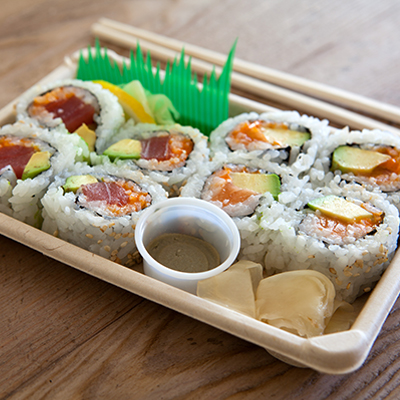 Barquette sushi compostable